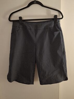 Jessica Riley Women's Navy and White Polka Dot Bermuda Shorts